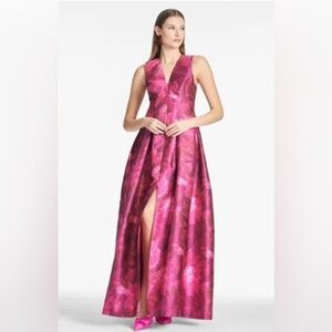 Sachin + Babi Brooke Mikado Gown - Magenta Bella Bouquet